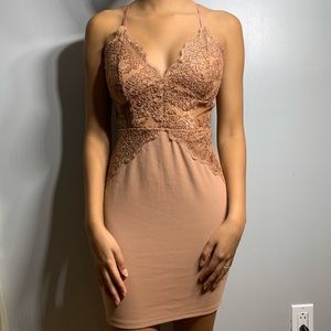 Windsor Caramel-Brown Lace Dress